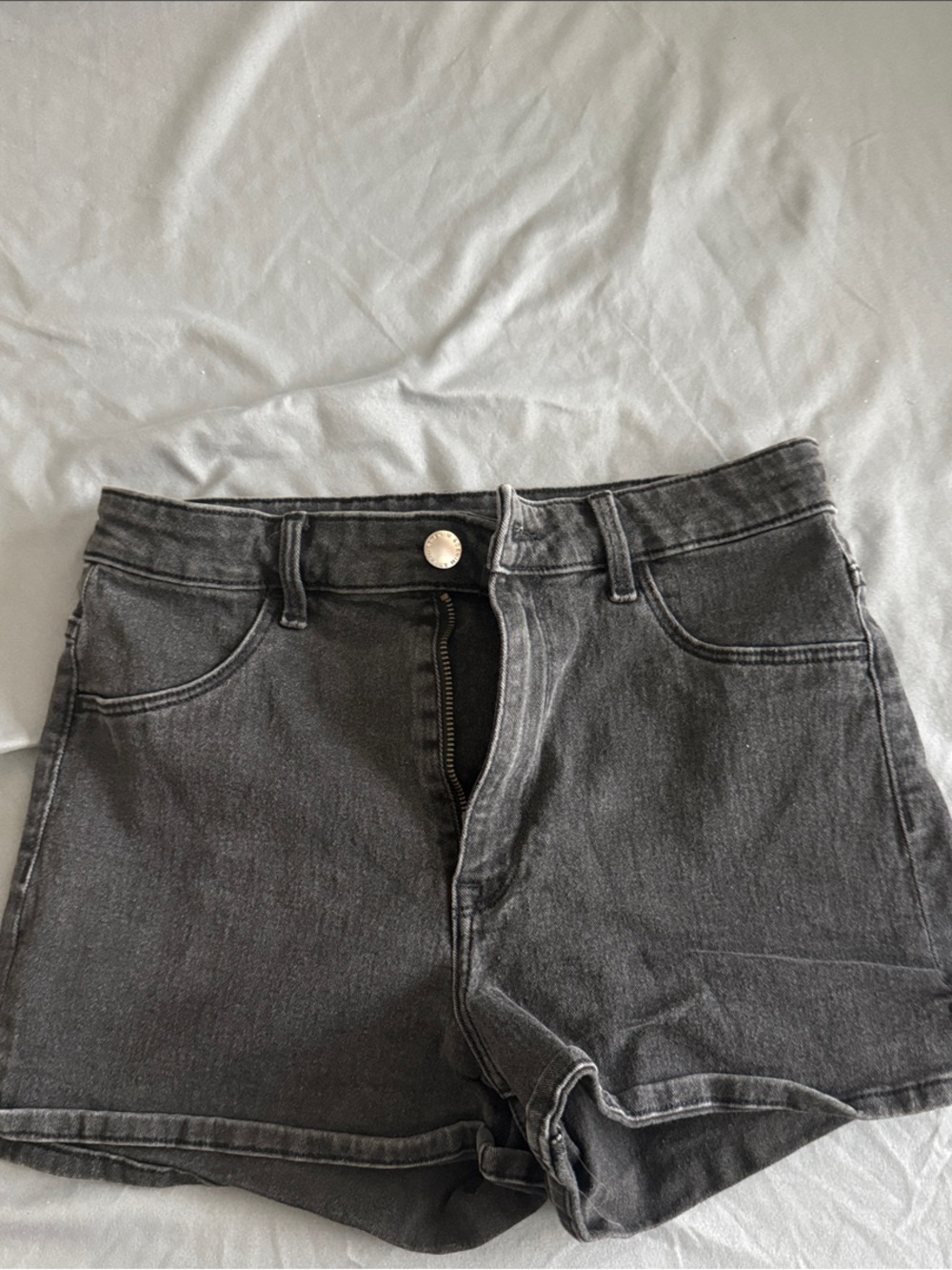 H&M Black Denim High-Rise Jean Shorts